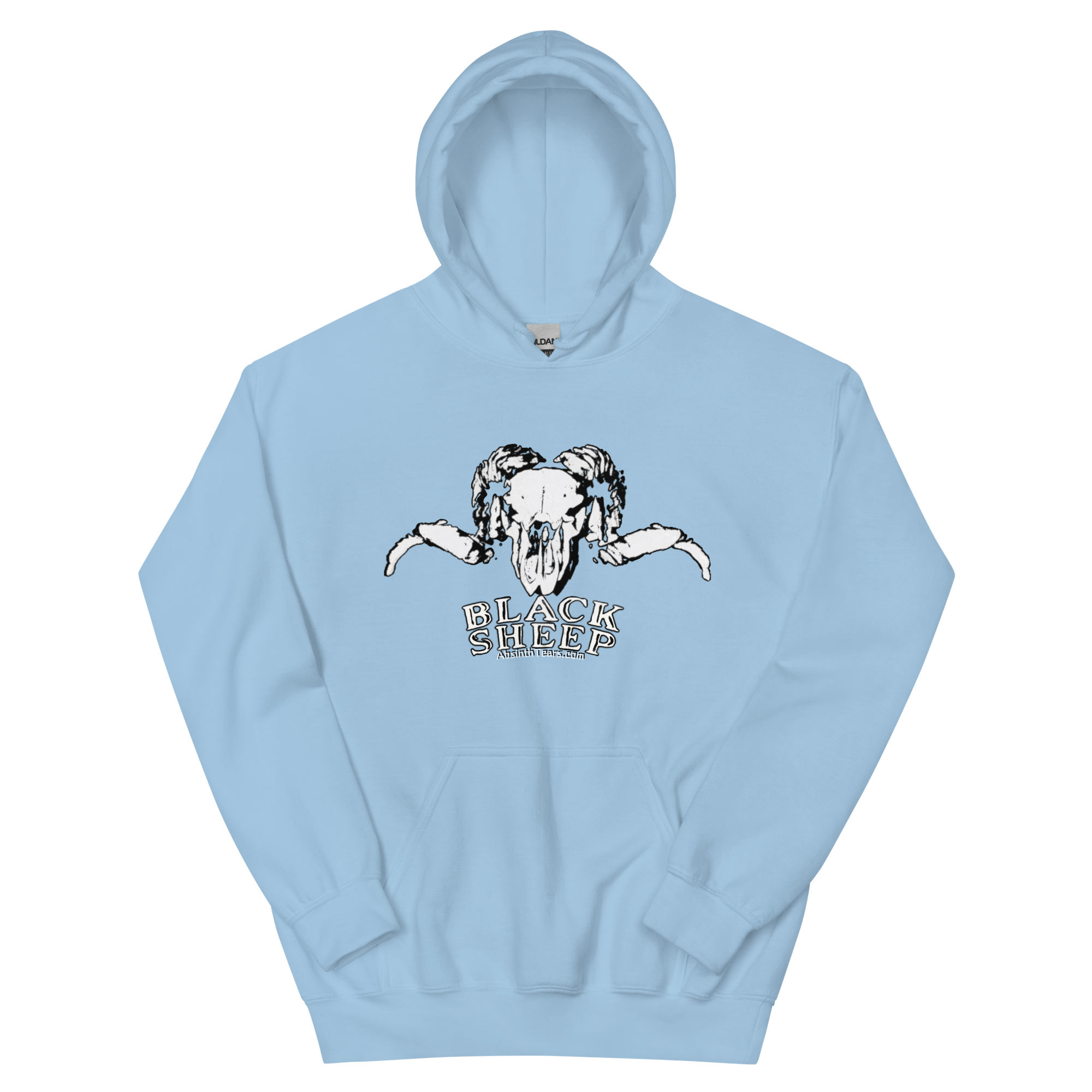 Unisex Heavy Blend Hoodie – Light Blue – Black Sheep (White)